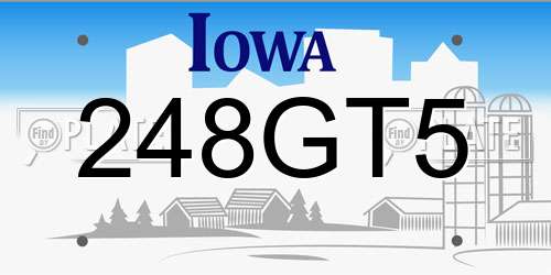 248GT5 Iowa License Plate