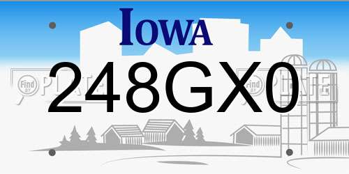 248GX0 Iowa License Plate