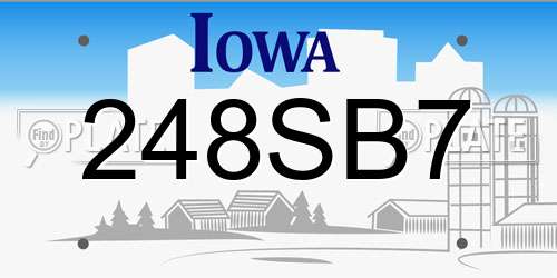 248SB7 Iowa License Plate