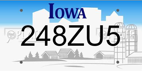 248ZU5 Iowa License Plate