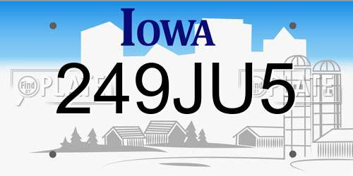 249JU5 Iowa License Plate