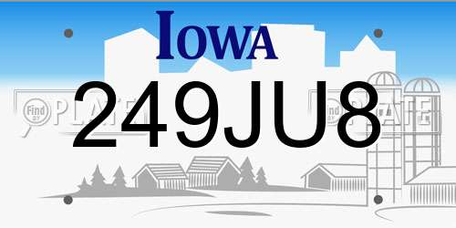249JU8 Iowa License Plate