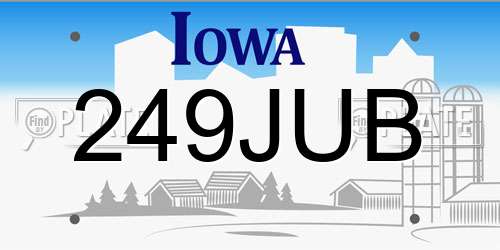 249JUB Iowa License Plate