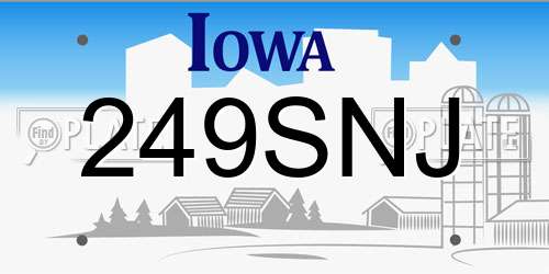 249SNJ Iowa License Plate