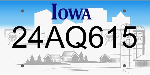 24AQ615 Iowa License Plate