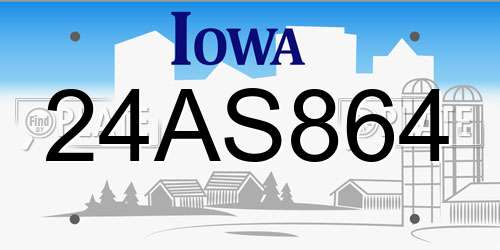 24AS864 Iowa License Plate