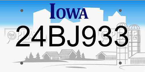 24BJ933 Iowa License Plate