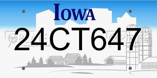 24CT647 Iowa License Plate