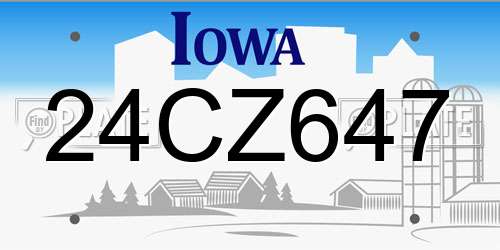 24CZ647 Iowa License Plate