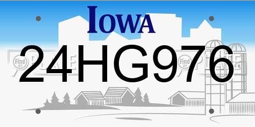 24HG976 Iowa License Plate
