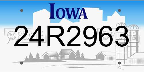 24R2963 Iowa License Plate
