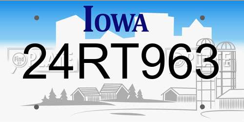 24RT963 Iowa License Plate