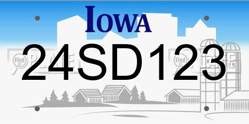 24SD123 Iowa License Plate