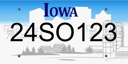 24SO123 Iowa License Plate