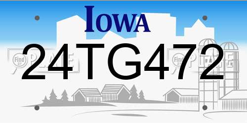 24TG472 Iowa License Plate