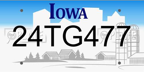 24TG477 Iowa License Plate