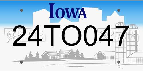 24TO047 Iowa License Plate