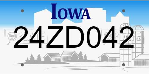 24ZD042 Iowa License Plate