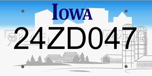 24ZD047 Iowa License Plate