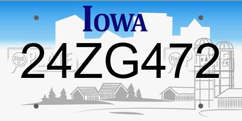 24ZG472 Iowa License Plate