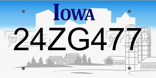 24ZG477 Iowa License Plate