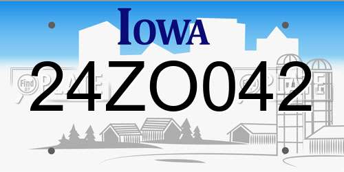 24ZO042 Iowa License Plate