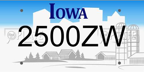 2500ZW Iowa License Plate