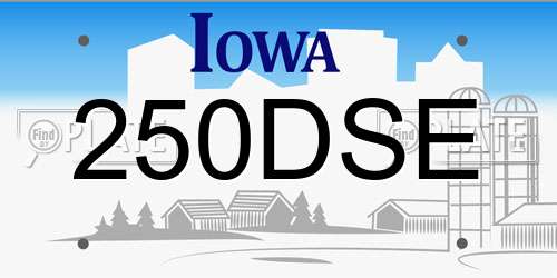 250DSE Iowa License Plate