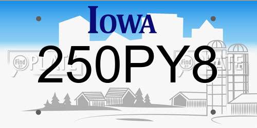 250PY8 Iowa License Plate