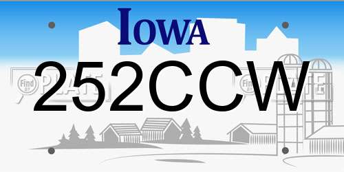 252CCW Iowa License Plate