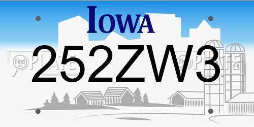252ZW3 Iowa License Plate