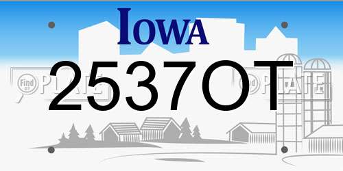 2537OT Iowa License Plate