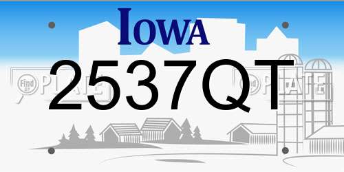 2537QT Iowa License Plate
