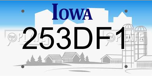 253DF1 Iowa License Plate