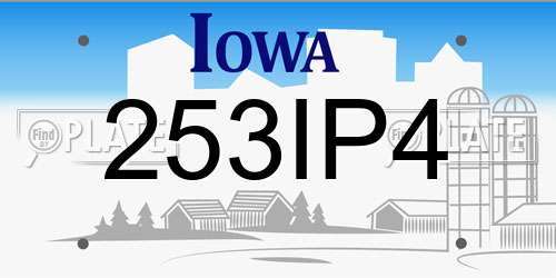 253IP4 Iowa License Plate