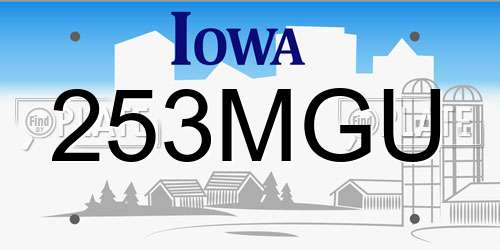 253MGU Iowa License Plate