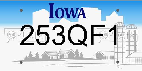 253QF1 Iowa License Plate