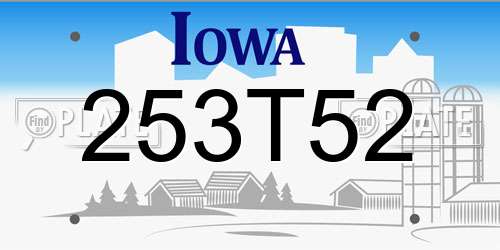 253T52 Iowa License Plate