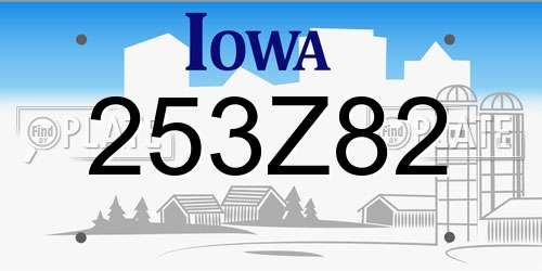 253Z82 Iowa License Plate