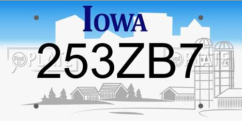 253ZB7 Iowa License Plate