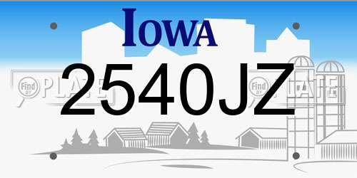 2540JZ Iowa License Plate