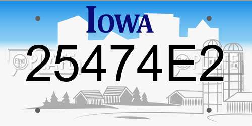 25474E2 Iowa License Plate