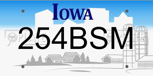 254BSM Iowa License Plate