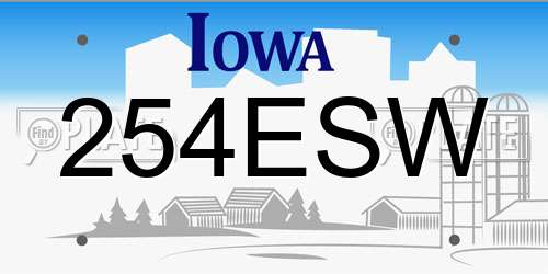254ESW Iowa License Plate