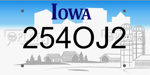 254OJ2 Iowa License Plate