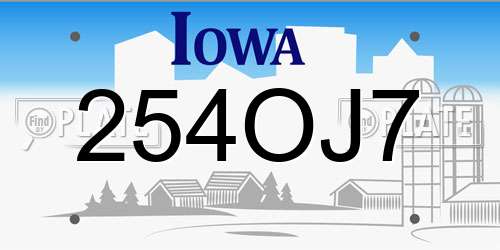 254OJ7 Iowa License Plate
