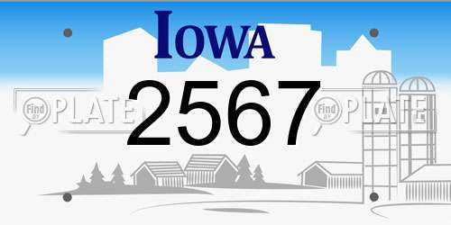 2567 Iowa License Plate