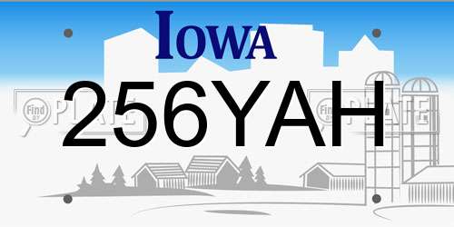 256YAH Iowa License Plate