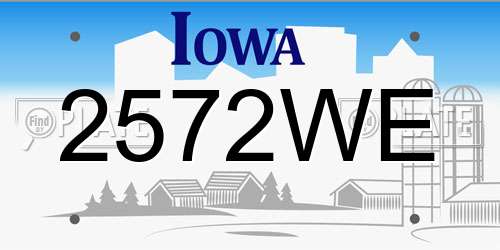 2572WE Iowa License Plate