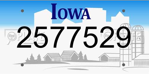 2577529 Iowa License Plate